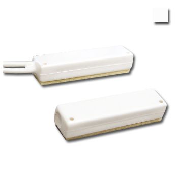 TAG, Reed switch (magnetic contact), Mini self adhesive, Surface mount, White, N/C, 1 1/16" (26.99mm) length, 3/16" (4.76mm) width, 1/4" (6.35mm) height, 0.6" (15.24mm) gap, 12" (304.8mm) leads,