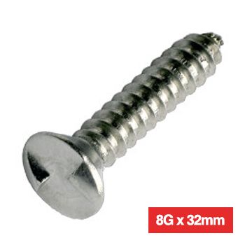 PROLOK, Security screw, Clutch head, Countersunk , Self tapper, 8 gauge (4.2mm) x 32mm, 1 way, AB type thread, 304 stainless steel, Pack of 100,
