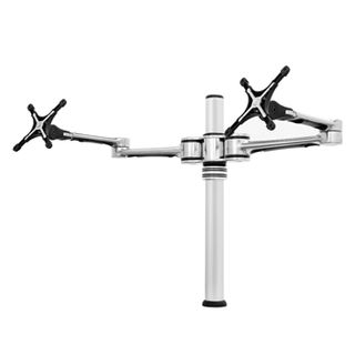 ATDEC, Visidec, Monitor bracket, Double articulated arm, Desk mount, Polished, Suits 2x LCD from 12" (30cm) - 24" (61cm), 8kg holding force per LCD, With desk clamp & bolt through options,