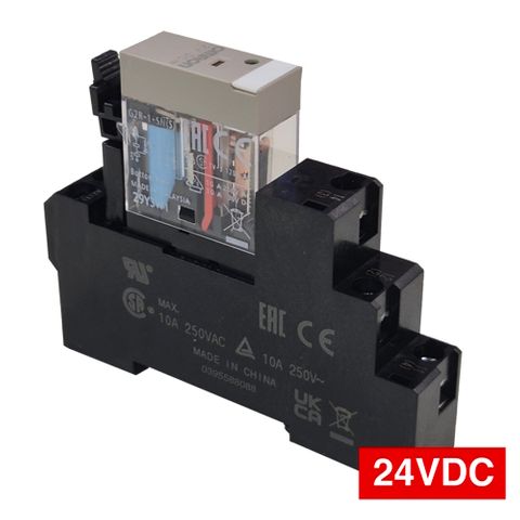 OMRON, Relay, 24V DC, SPDT, 240V AC 10A contacts with barrier isolation, Includes 1078YK base,