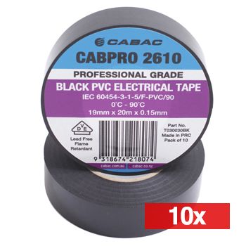 NETDIGITAL, PVC insulation tape, 18mm width, 20m roll, Black x 10