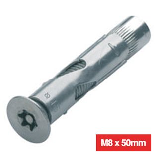 PROLOK, Security screw, Resytork countersunk removable sleeve anchor, M8 x 50mm, 2 way, 304 stainless steel, Pack of 4, Includes driver,