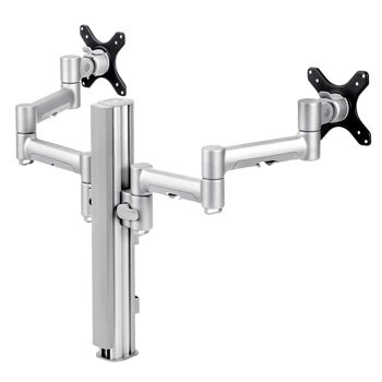 ATDEC, Systema, Monitor bracket, Double articulated arm, Desk mount, Black, Suits 2x LCD, 12kg holding force per LCD, 75 x 75 or 100 x 100 Vesa mount options,