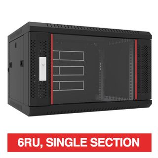 PSS, 6RU 19" Rack Cabinet, Wall mount, 600 (w) x 450 (d) x 370mm (h), With glass door and front vent, Dark grey, DO NOT USE WITH DVRs,