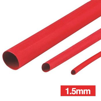 NETDIGITAL, Heat shrink tubing, Red, 1.5mm, 1.2m length, 2:1 shrink ratio,