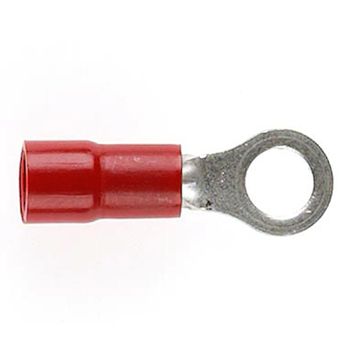 CABAC, Pre insulated crimp lugs, Single grip, Ring terminal, 0.5 - 1.6mm2 cable, M4 hole, Pk 100,