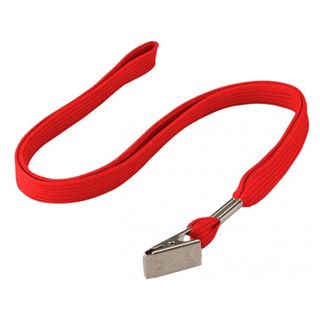 NETDIGITAL, Flat lanyard, 13mm width, Red, 960mm length, With alligator clip card attachment