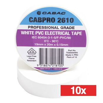 NETDIGITAL, PVC insulation tape, 18mm width, 20m roll, White x 10