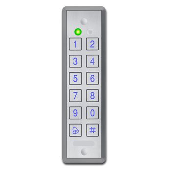 ROSSLARE, Keypad and Reader, Slimline, Stainless Steel, Vandal & corrosion resistant, Wiegand 26 and 30 bit formats, Backlit keys, Optical tamper switch, Grey, IP67 rated, 5-16V DC,