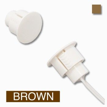 TAG, Reed switch (magnetic contact), Steel door, Flush (recessed) mount, Brown, N/C, 1" (25.4mm) diameter x  0.84" (21.34mm) length, 1 1/2" (38.1mm) wide gap, 12" (304.8mm) leads,