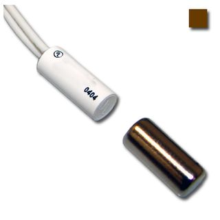 TAG, Reed switch (magnetic contact), Mini direct magnet, Flush (recessed) mount, Brown, N/C, 1/4" (6.35mm) diameter x  1" (25.4mm) length, 3/4" (19.05mm) gap, 12" (304.8mm) leads,