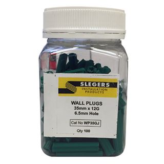 SLEGERS, Star plugs, Masonry, 12 gauge x 35mm length, Green, Jar of 100