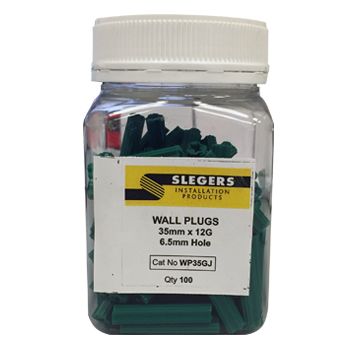 SLEGERS, Star plugs, Masonry, 12 gauge x 35mm length, Green, Jar of 100