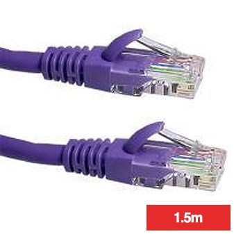 POWERMASTER, Patch lead, Cat5E with RJ45 connectors, 1.5m cable length, Violet,