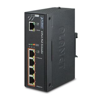 PLANET, Poe Extender, 1 x POE input (95W max) 4 x POE outputs (75W total), Gigabit, Industrial case IP30 - 40 to 75C, No external power needed, POE only,