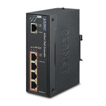 PLANET, Poe Extender, 1 x POE input (95W max) 4 x POE outputs (75W total), Gigabit, Industrial case IP30 - 40 to 75C, No external power needed, POE only,