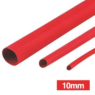 NETDIGITAL, Heat shrink tubing, Red, 10.0mm, 1.2m length, 2:1 shrink ratio,