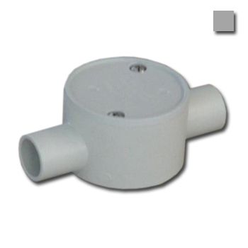 AUSSIEDUCT, 25mm, Moulded junction box, Grey, Two way straight through, With screw on lid, Suits 25mm rigid conduit,