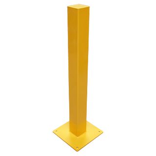 NETDIGITAL, Universal stand alone bollard, Yellow, 1mt high, Square top, Powder coated, Galvanised,