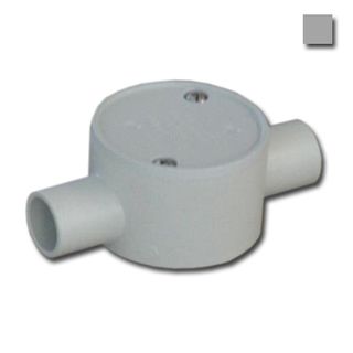 AUSSIEDUCT, 20mm, Moulded junction box, Grey, Two way straight through, With screw on lid, Suits 20mm rigid conduit,
