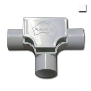AUSSIEDUCT, 25mm, Inspection tee, White, With clip on lid, Suits medium duty 25mm telecomms conduit,