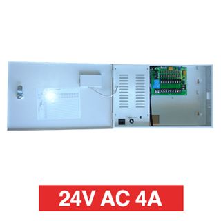 PSS, Power supply, 24V AC 4A, Wall mount, Short circuit protection, 9 x 1A fused outputs, Circuit status LEDs, Voltage display, Suits CCTV apps,