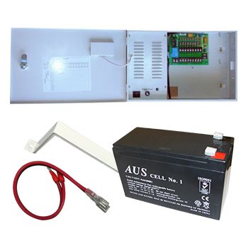 PSS, Power supply, 13.5V DC 4A, Wall mount, Short circuit protection, 9 x 1A fused outputs, Circuit status LEDs, Voltage display, 12V DC battery, Bracket & lead, Suits CCTV apps
