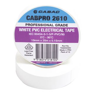 NETDIGITAL, PVC insulation tape, 19mm width, 20m roll, White,