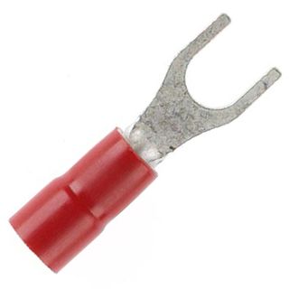 CABAC, Pre insulated  crimp lugs, Single grip, Forked spade, 0.5 - 1.6mm2 cable, M4 stud, Pk 100,