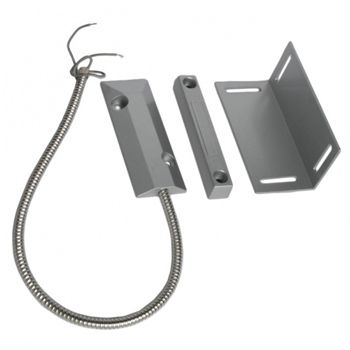 TAG, Reed switch (magnetic contact), Overhead door with adjustable L bracket, Surface mount, Metal, N/C, 50-70mm (approx 3") gap, 18" (457.2mm) armoured lead, Suits roller shutters,