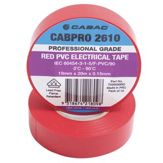 NETDIGITAL, PVC insulation tape, 19mm width, 20m roll, Red,