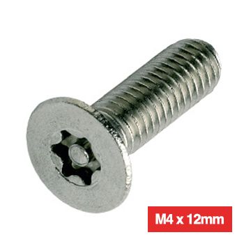 PROLOK, Security screw, Resytork countersunk, Machine screw, M4 x 12mm, 2 way, 304 stainless steel, Pack of 25, Includes driver,