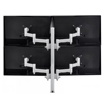 ATDEC, Systema, Monitor bracket, Quad articulated arm, Desk mount, 750mm post, Matt silver, Bolt through or desk clamp, Includes 4 x AWM846S, 1 x AWMP75S, 1 x FHS,