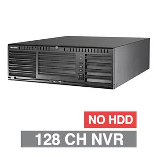 HIKVISION, HD-IP PoE NVR, 128 channel, 576Mbps bandwidth, Up to 16x SATA HDD (16x 10TB max), RAID, VMD, USB/Network backup, Ethernet, 2x USB2.0 & 2x USB3.0, 1 Audio In/Out, 2x HDMI/1x VGA
