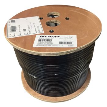 HIKVISION, Composite RG59B/U 75 Ohm coaxial cable with integral 7*0.385 figure 8, OFC conductors, 95% braid coverage, 200m roll,
