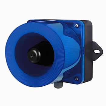 QLIGHT, Combination LED signal light and smart horn, BLUE colour, 115dB Max, 30 pre-recorded sounds, Binary or Bit input, SD Card support, IP66, 12-24V DC,