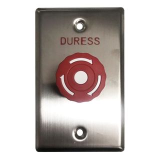 ULTRA ACCESS, Switch plate, Wall, Labelled "Duress", Stainless steel, With red twist to release push button, IP65, N/O and N/C contacts,