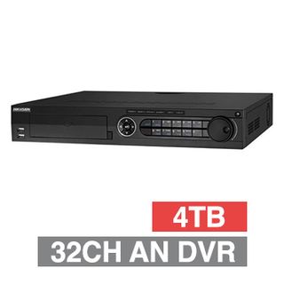 HIKVISION, Analogue Turbo HD DVR, 32 ch, 16CH IP support, 400fps record speed (5MP), 1x 4TB SATA HDD up to 4x 8TB, VMD, USB/Network backup, Ethernet, 2x USB2.0, 1x USB3.0, 1 Audio In/Out, HDMI/VGA