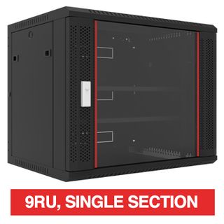 PSS, 9RU 19" Rack Cabinet, Wall mount, 600 (w) x 450 (d) x 500mm (h), With glass door and front vent, Dark grey,
