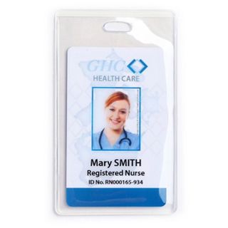 NETDIGITAL, Card holder, Flexible, Single sleeve, Clear, Portrait, 60(W) x 92(H)mm, With centre slot and holes, Ideal for single or back to back proximity/photo ID/smart cards,