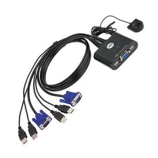 ATEN, KVM USB switch, 2 Port with external switch button, USB passthrough,