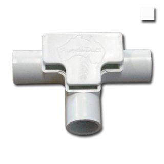 AUSSIEDUCT, 20mm, Inspection tee, White, With clip on lid, Suits medium duty 20mm telecomms conduit,
