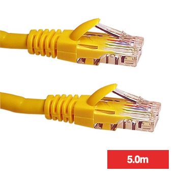 POWERMASTER, Patch lead, Cat5E with RJ45 connectors, 5.0m cable length, Yellow,