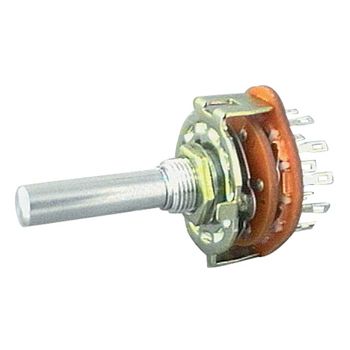 NETDIGITAL, Rotary switch, 4 pole, 3 position, Shaft diameter 6.35mm, shaft length 30mm, Round shaft, Contacts rated at 125V AC/DC @ 350mA,