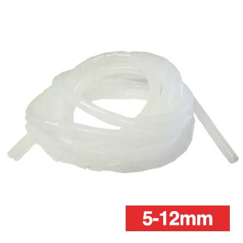 WATTMASTER, Spiral wrapping band, 5mm (min) - 12mm (max) cable diameter, 5m length, Clear,