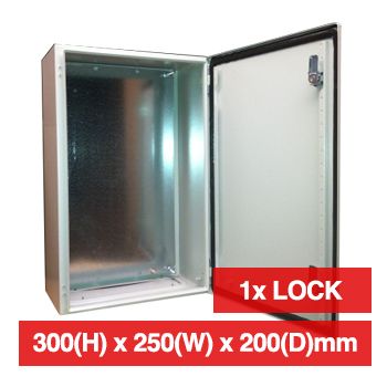 PSS, Enclosure, Metal, Beige, Weather resistant, IP66 rated, 300(H) x 250(W) x 200(D)mm, With cabinet lock,