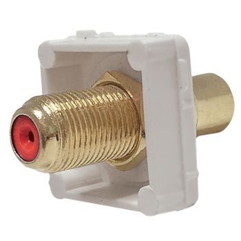 DATAMASTER, RCA Type mech, Red, RCA socket front and 'F' Type socket rear, White mech, Suit Datamaster & Clipsal Plate