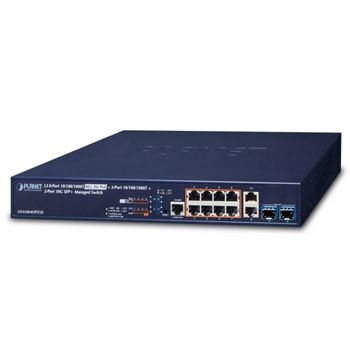 PLANET, 8 Port 10/100/1000T, 802.3bt POE + 2 Port 1G/10G SFP +, Managed switch,