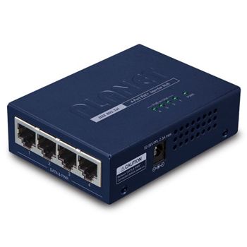PLANET, 4 Port High Power POE injector hub,10/100/1000Mbps, IEEE 802.3at, 120W max (30W per port)