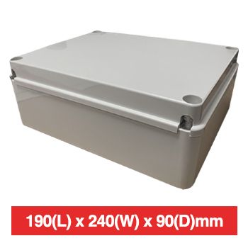 NETDIGITAL, Plastic Enclosure, Grey, 190(L)  x 240(W) x 90(D) (internal measurements) IP56, Screw down lid,